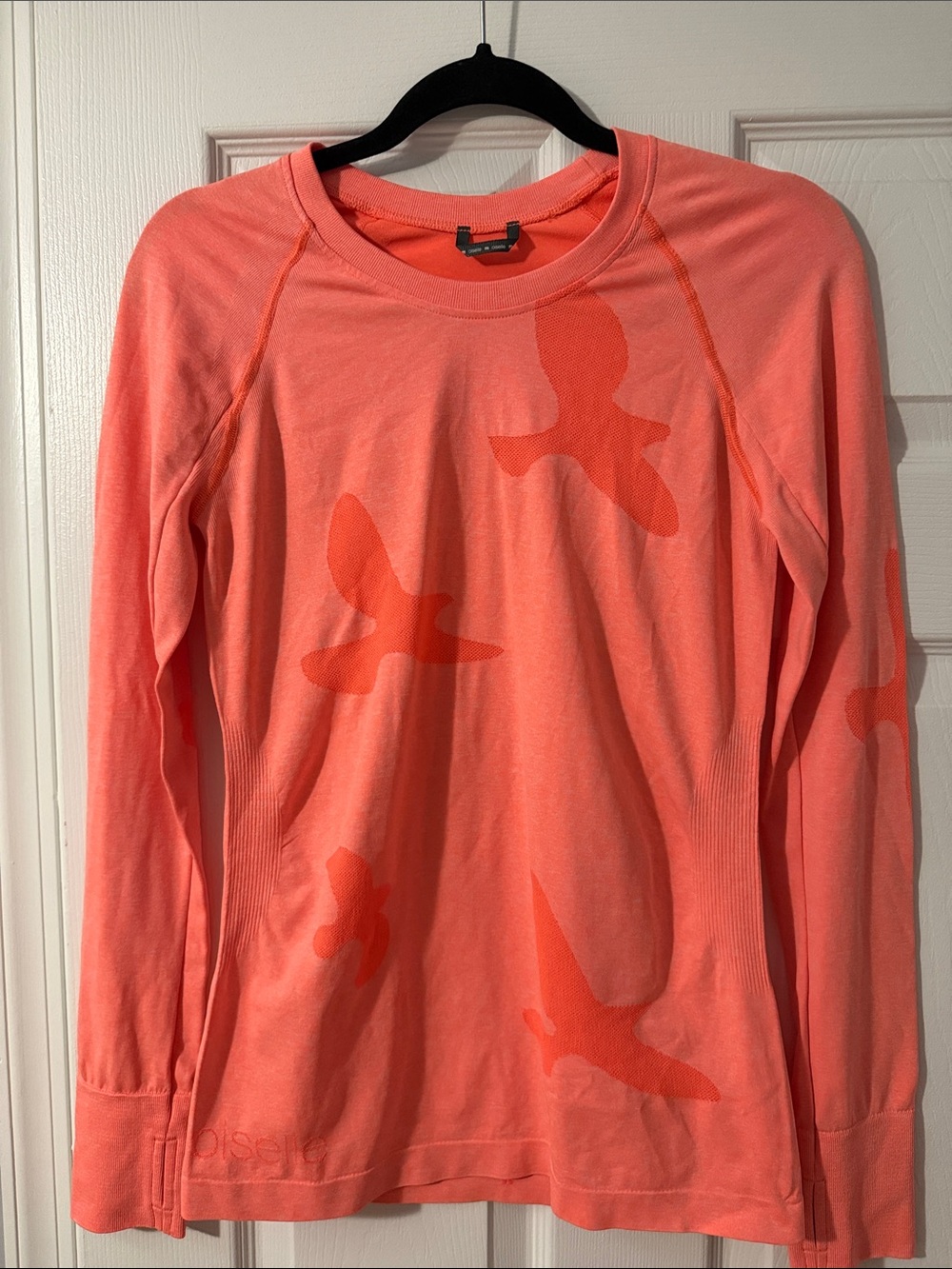 oiselle Coral Long-Sleeve Top with Bird Motif